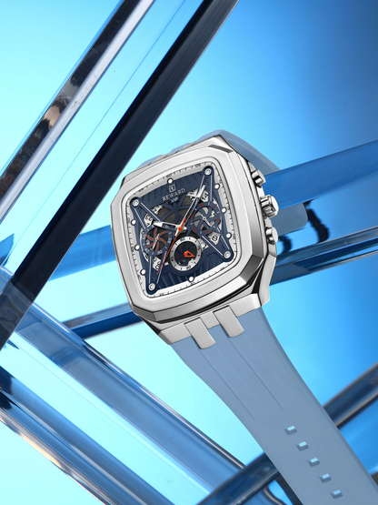 Reward VIP Skeleton Dial Sports Watch – Premium Square Design with Soft Silicone Strap