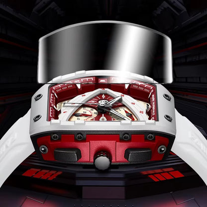 Men’s Luxury Sport Chronograph Watch – Bold White & Red Statement Timepiece | Make Every Second Look Powerful